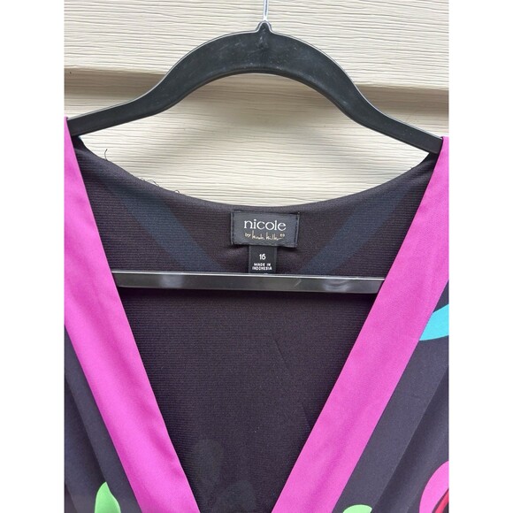 Nicole By Nicole Miller Women’s Size 16 Retro Boho Kaftan Flowy Disco Dress - Picture 2 of 8